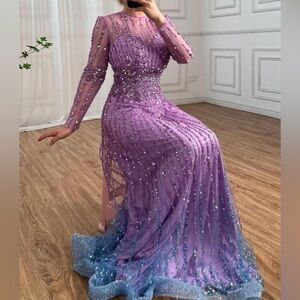 Elegant Lavender Sequin Gown